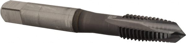 OSG - M10x1.50 Metric Coarse, 3 Flute, TiCN Finish, Vanadium High Speed Steel Spiral Point Tap - Plug Chamfer, Right Hand Thread, 2-15/16" OAL, 1-1/4" Thread Length, 0.381" Shank Diam, 6H Class of Fit - Exact Tooling