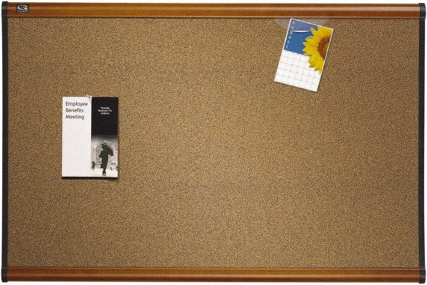 Quartet - 48" Wide x 36" High Open Cork Bulletin Board - Brown - Exact Tooling