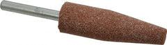 Norton - 3/4" Head Diam x 2-1/2" Thickness, A1, Cone End, Aluminum Oxide Mounted Point - Brown, Medium Grade, 60 Grit, 20,960 RPM - Exact Tooling