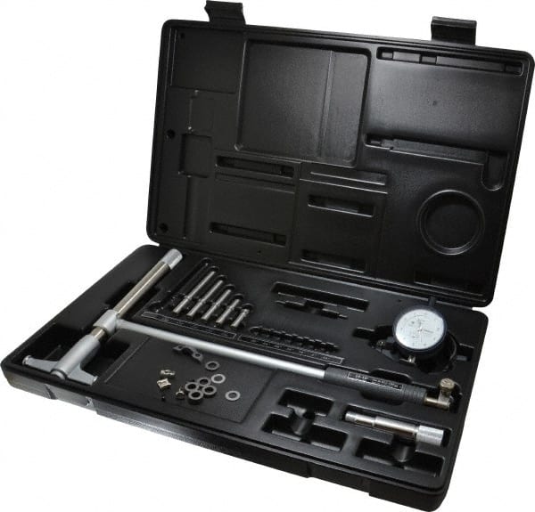 Mitutoyo - 5 Anvil, 10 to 16" Dial Bore Gage - 0.0001" Graduation, 9.8" Gage Depth, Accurate to 0.00008", Carbide Contact Point - Exact Tooling