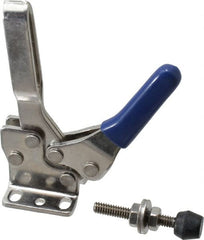 Gibraltar - 250 Lb Holding Capacity, Horizontal Handle, Manual Hold Down Toggle Clamp - 61° Handle Movement, 91° Bar Opening, U-Bar, Flanged Base, Electro-Plated Zinc, Stainless Steel - Exact Tooling