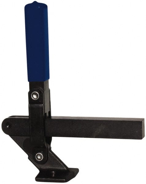Gibraltar - 1,000 Lb Holding Capacity, Vertical Handle, Manual Hold Down Toggle Clamp - 177° Handle Movement, 180° Bar Opening, Solid Bar, Flanged Base, Electro-Plated Zinc, Carbon Steel - Exact Tooling