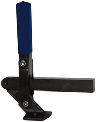 Gibraltar - 1,000 Lb Holding Capacity, Vertical Handle, Manual Hold Down Toggle Clamp - 177° Handle Movement, 180° Bar Opening, Solid Bar, Flanged Base, Electro-Plated Zinc, Carbon Steel - Exact Tooling