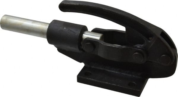Gibraltar - 16,000 Lb Load Capacity, Flanged Base, Carbon Steel, Standard Straight Line Action Clamp - 4 Mounting Holes, 0.41" Mounting Hole Diam, 0.99" Plunger Diam, Straight Handle - Exact Tooling
