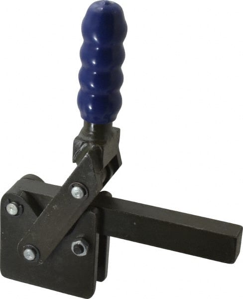Gibraltar - 2,500 Lb Holding Capacity, Vertical Handle, Manual Hold Down Toggle Clamp - 129° Handle Movement, 199° Bar Opening, Solid Bar, Straight Base, Electro-Plated Zinc, Carbon Steel - Exact Tooling
