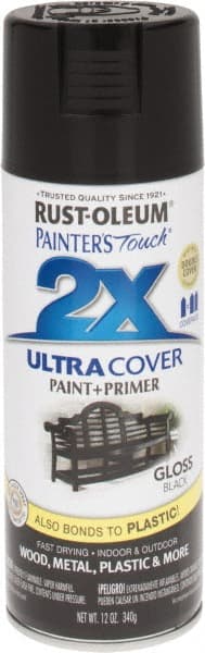 Rust-Oleum - Black, Gloss, Enamel Spray Paint - 8 to 12 Sq Ft per Can, 12 oz Container - Exact Tooling