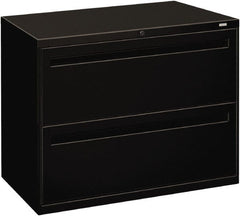 Hon - 36" Wide x 28-3/8" High x 19-1/4" Deep, 2 Drawer Lateral File - Steel, Black - Exact Tooling