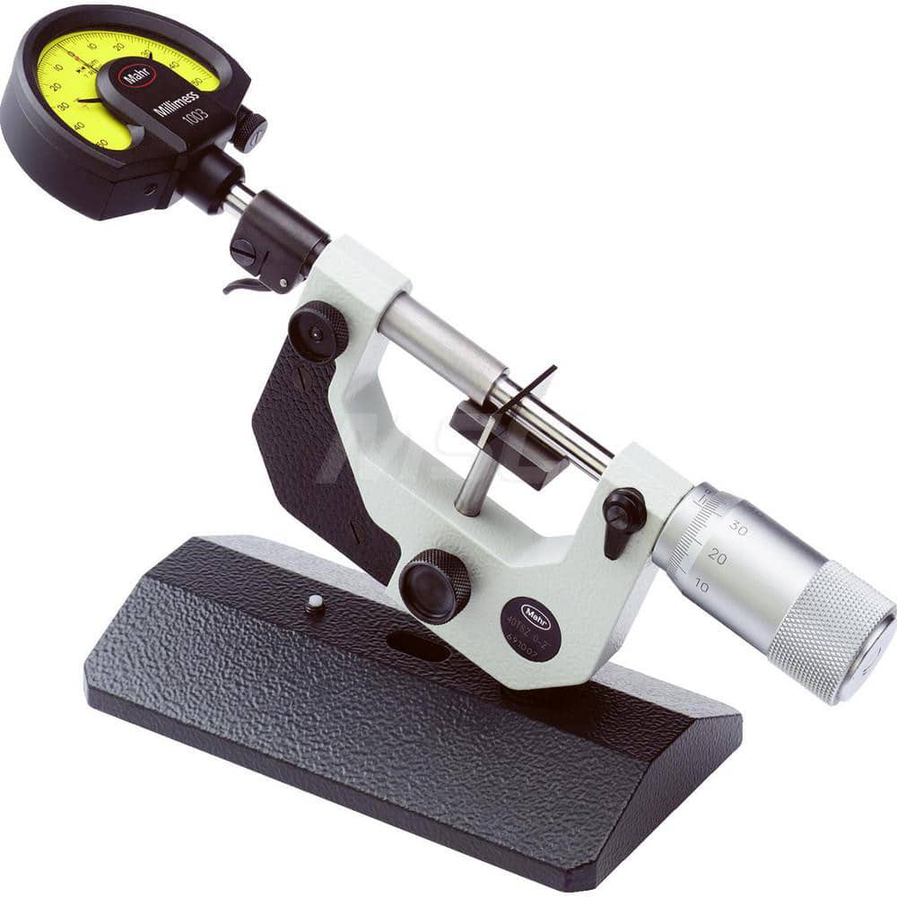 Mahr - Mechanical Bench Micrometers; Minimum Measurement (Inch): 0 ; Maximum Measurement (Inch): 2 ; Graduation (Decimal Inch): 0.00025 ; Thimble Type: Standard ; Calibrated: No ; Traceability Certification Included: None - Exact Tooling