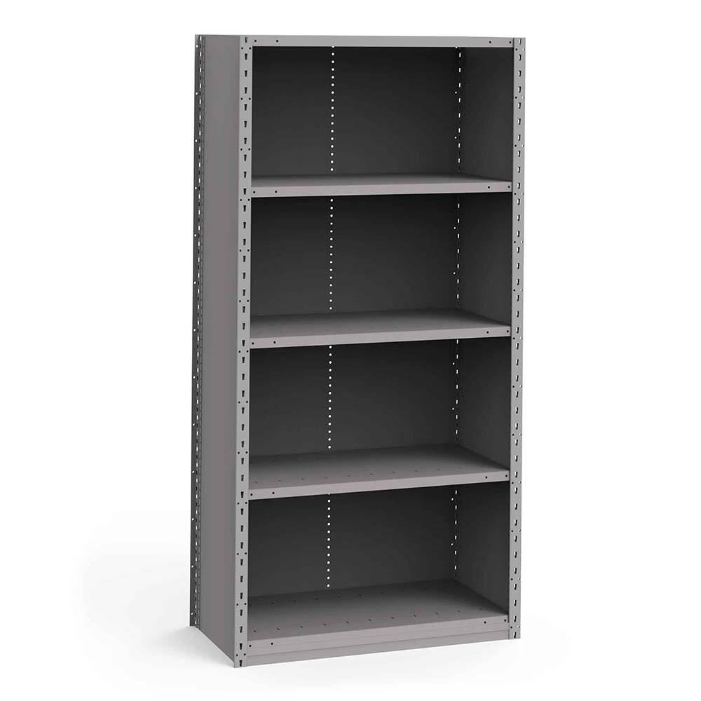 Rousseau Metal - Closed Shelving Units; Type: Starter Unit ; Load Capacity (Lb.): 3500.000 ; Number of Shelves: 5 ; Height (Inch): 75 ; Width (Inch): 36 ; Depth (Inch): 18 - Exact Tooling