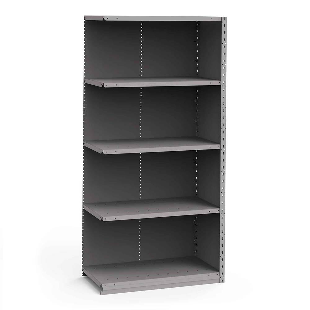 Rousseau Metal - Closed Shelving Units; Type: Add-On ; Load Capacity (Lb.): 3500.000 ; Number of Shelves: 5 ; Height (Inch): 75 ; Width (Inch): 36 ; Depth (Inch): 18 - Exact Tooling