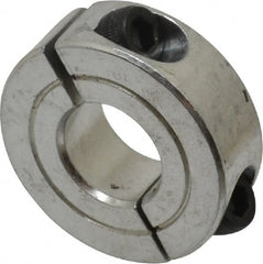 Climax Metal Products - 9/16" Bore, Aluminum, Two Piece Two Piece Split Shaft Collar - 1-5/16" Outside Diam, 7/16" Wide - Exact Tooling