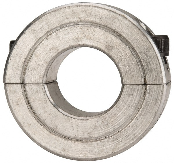 Climax Metal Products - 11/16" Bore, Aluminum, Two Piece Two Piece Split Shaft Collar - 1-1/2" Outside Diam, 1/2" Wide - Exact Tooling