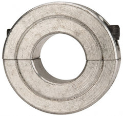 Climax Metal Products - 11/16" Bore, Aluminum, Two Piece Two Piece Split Shaft Collar - 1-1/2" Outside Diam, 1/2" Wide - Exact Tooling