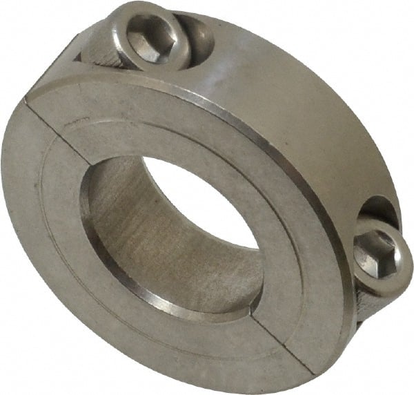 Climax Metal Products - 13/16" Bore, Stainless Steel, Two Piece Two Piece Split Shaft Collar - 1-5/8" Outside Diam, 1/2" Wide - Exact Tooling