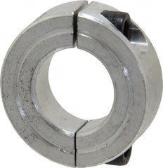 Climax Metal Products - 7/8" Bore, Aluminum, Two Piece Two Piece Split Shaft Collar - 1-5/8" Outside Diam, 1/2" Wide - Exact Tooling