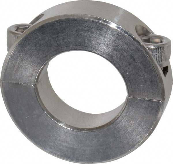 Climax Metal Products - 15/16" Bore, Stainless Steel, Two Piece Two Piece Split Shaft Collar - 1-3/4" Outside Diam, 1/2" Wide - Exact Tooling