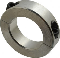 Climax Metal Products - 1-5/8" Bore, Aluminum, Two Piece Two Piece Split Shaft Collar - 2-5/8" Outside Diam, 11/16" Wide - Exact Tooling