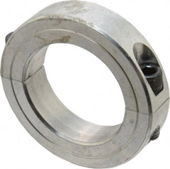 Climax Metal Products - 1-15/16" Bore, Aluminum, Two Piece Two Piece Split Shaft Collar - 3" Outside Diam, 11/16" Wide - Exact Tooling