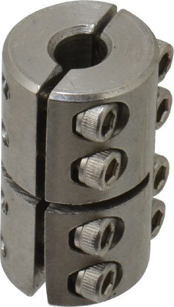 Climax Metal Products - 1/4" Inside x 5/8" Outside Diam, Two Piece Rigid Coupling without Keyway - 1" Long - Exact Tooling