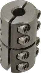 Climax Metal Products - 1/4" Inside x 5/8" Outside Diam, Two Piece Rigid Coupling without Keyway - 1" Long - Exact Tooling