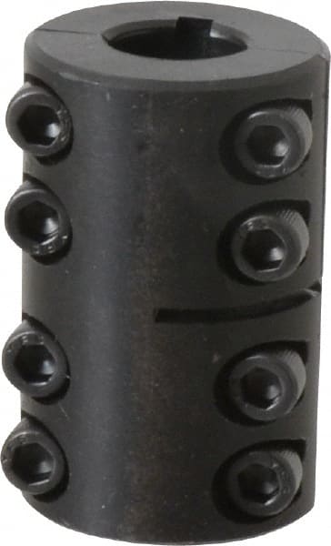 Climax Metal Products - 1/2" Inside x 1-1/8" Outside Diam, Two Piece Rigid Coupling with Keyway - 1-3/4" Long x 1/8" Keyway Width x 1/16" Keyway Depth - Exact Tooling