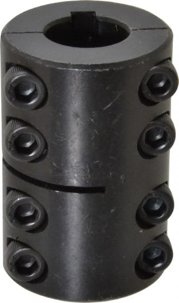 Climax Metal Products - 5/8" Inside x 1-5/16" Outside Diam, Two Piece Rigid Coupling with Keyway - 2" Long x 3/16" Keyway Width x 3/32" Keyway Depth - Exact Tooling