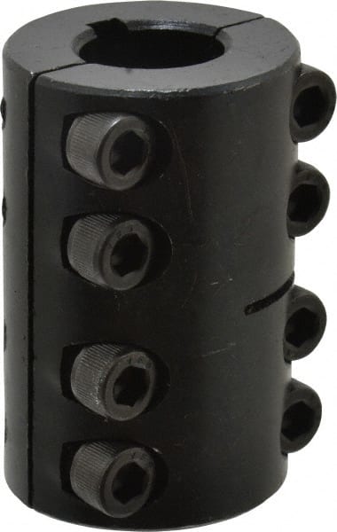 Climax Metal Products - 3/4" Inside x 1-1/2" Outside Diam, Two Piece Rigid Coupling with Keyway - 2-1/4" Long x 3/16" Keyway Width x 3/32" Keyway Depth - Exact Tooling