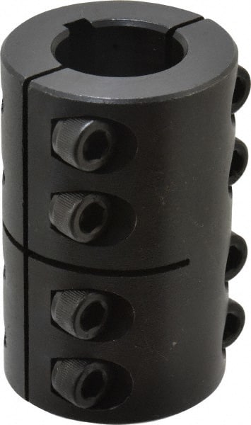 Climax Metal Products - 7/8" Inside x 1-5/8" Outside Diam, Two Piece Rigid Coupling with Keyway - 2-1/2" Long x 3/16" Keyway Width x 3/32" Keyway Depth - Exact Tooling