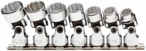Proto - 7 Piece 3/8" Drive Standard Socket Set - 12 Points, 3/8 to 3/4", Inch Measurement Standard - Exact Tooling