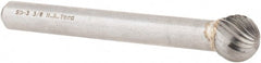 M.A. Ford - 3/8" Cut Diam, 1/4" Shank Diam, Ball Head Single Cut Burr - Carbide, Radius End, 5/16" LOC, 2-5/16" OAL - Exact Tooling