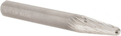 M.A. Ford - 1/4" Cut Diam, 1/4" Shank Diam, Taper Head Single Cut Burr - Carbide, Radius End, 5/8" LOC, 2" OAL - Exact Tooling