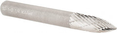 M.A. Ford - 1/4" Cut Diam, 1/4" Shank Diam, Tree Head Double Cut Burr - Carbide, Point End, 5/8" LOC, 2" OAL - Exact Tooling