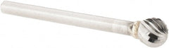 M.A. Ford - 1/4" Cut Diam, 1/8" Shank Diam, Ball Head Single Cut Burr - Carbide, Radius End, 7/32" LOC, 1-23/32" OAL - Exact Tooling