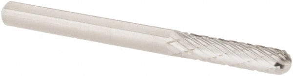 M.A. Ford - 1/8" Cut Diam, 1/8" Shank Diam, Cylinder with Radius Head Double Cut Burr - Carbide, Radius End, 9/16" LOC, 1-1/2" OAL - Exact Tooling