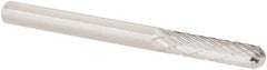 M.A. Ford - 1/8" Cut Diam, 1/8" Shank Diam, Cylinder with Radius Head Double Cut Burr - Carbide, Radius End, 9/16" LOC, 1-1/2" OAL - Exact Tooling