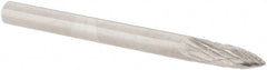 M.A. Ford - 1/8" Cut Diam, 1/8" Shank Diam, Tree Head Double Cut Burr - Carbide, Point End, 3/8" LOC, 1-1/2" OAL - Exact Tooling