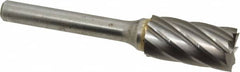 M.A. Ford - 1/2" Cut Diam, 1/4" Shank Diam, Cylinder with End Cut Head Single Cut Burr - Carbide, End Cut End, 1" LOC, 3" OAL - Exact Tooling