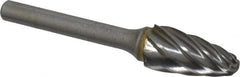 M.A. Ford - 1/2" Cut Diam, 1/4" Shank Diam, Tree with Radius Head Single Cut Burr - Carbide, Radius End, 1" LOC, 3" OAL - Exact Tooling
