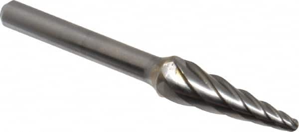 M.A. Ford - 3/8" Cut Diam, 1/4" Shank Diam, Taper Head Single Cut Burr - Carbide, Radius End, 1-1/8" LOC, 3-3/16" OAL - Exact Tooling