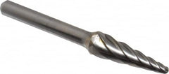 M.A. Ford - 3/8" Cut Diam, 1/4" Shank Diam, Taper Head Single Cut Burr - Carbide, Radius End, 1-1/8" LOC, 3-3/16" OAL - Exact Tooling