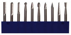 M.A. Ford - 10 Piece, 1/8" Shank Burr Set - Tungsten Carbide, Multiple Head Shape - Exact Tooling