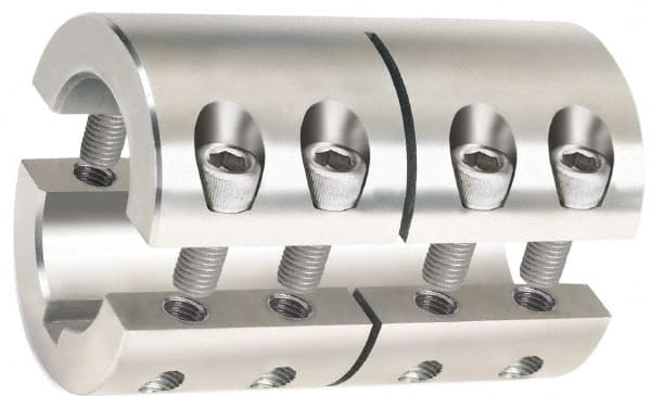 Climax Metal Products - 50mm Inside x 85mm Outside Diam, Metric Two Piece Clamping Rigid Coupling with Keyway - Exact Tooling