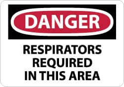 NMC - "Danger - Respirators Required in This Area", 7" Long x 10" Wide, Rigid Plastic Safety Sign - Rectangle, 0.05" Thick, Use for Accident Prevention - Exact Tooling