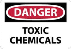 NMC - "Danger - Toxic Chemicals", 7" Long x 10" Wide, Pressure-Sensitive Vinyl Safety Sign - Rectangle, 0.004" Thick, Use for Hazardous Materials - Exact Tooling