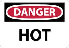 NMC - "Danger - Hot", 7" Long x 10" Wide, Pressure-Sensitive Vinyl Safety Sign - Rectangle, 0.004" Thick, Use for Hazardous Materials - Exact Tooling