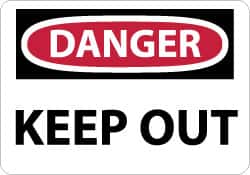 NMC - "Danger - Keep Out", 7" Long x 10" Wide, Rigid Plastic Safety Sign - Rectangle, 0.05" Thick, Use for Accident Prevention - Exact Tooling