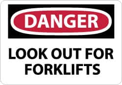 NMC - "Danger - Look Out for Forklifts", 7" Long x 10" Wide, Rigid Plastic Safety Sign - Rectangle, 0.05" Thick, Use for Accident Prevention - Exact Tooling