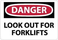 NMC - "Danger - Look Out for Forklifts", 7" Long x 10" Wide, Rigid Plastic Safety Sign - Rectangle, 0.05" Thick, Use for Accident Prevention - Exact Tooling