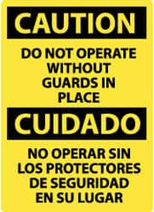 NMC - "Caution - Do Not Operate without Guards in Place", 14" Long x 10" Wide, Rigid Plastic Safety Sign - Rectangle, 0.05" Thick, Use for Accident Prevention - Exact Tooling