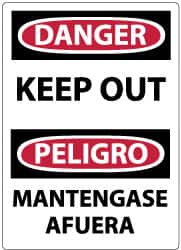 NMC - "Danger - Keep Out", 14" Long x 10" Wide, Rigid Plastic Safety Sign - Rectangle, 0.05" Thick, Use for Accident Prevention - Exact Tooling